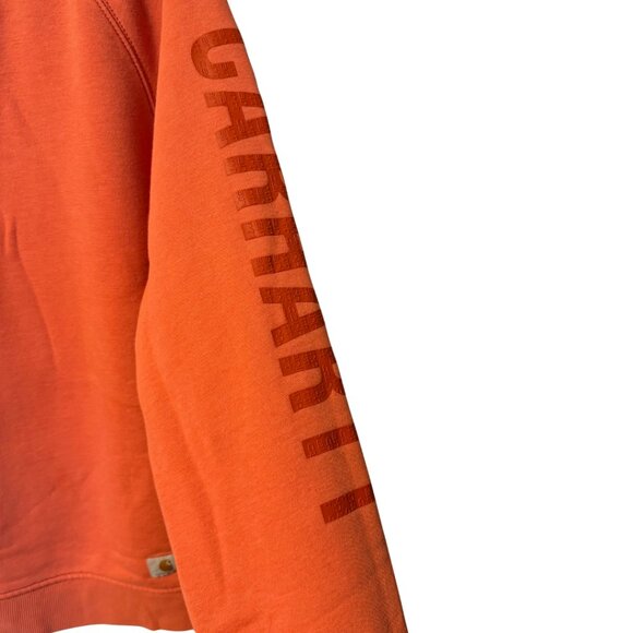 Women's Relaxed Fit Midweight Crewneck Block Logo Sleeve Graphic Sweatshirt XXL - Picture 3 of 6